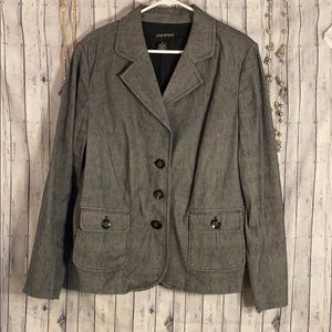 Lane Bryant Linen Blazer Heathered Gray Tweed Lined Three Button Size 20